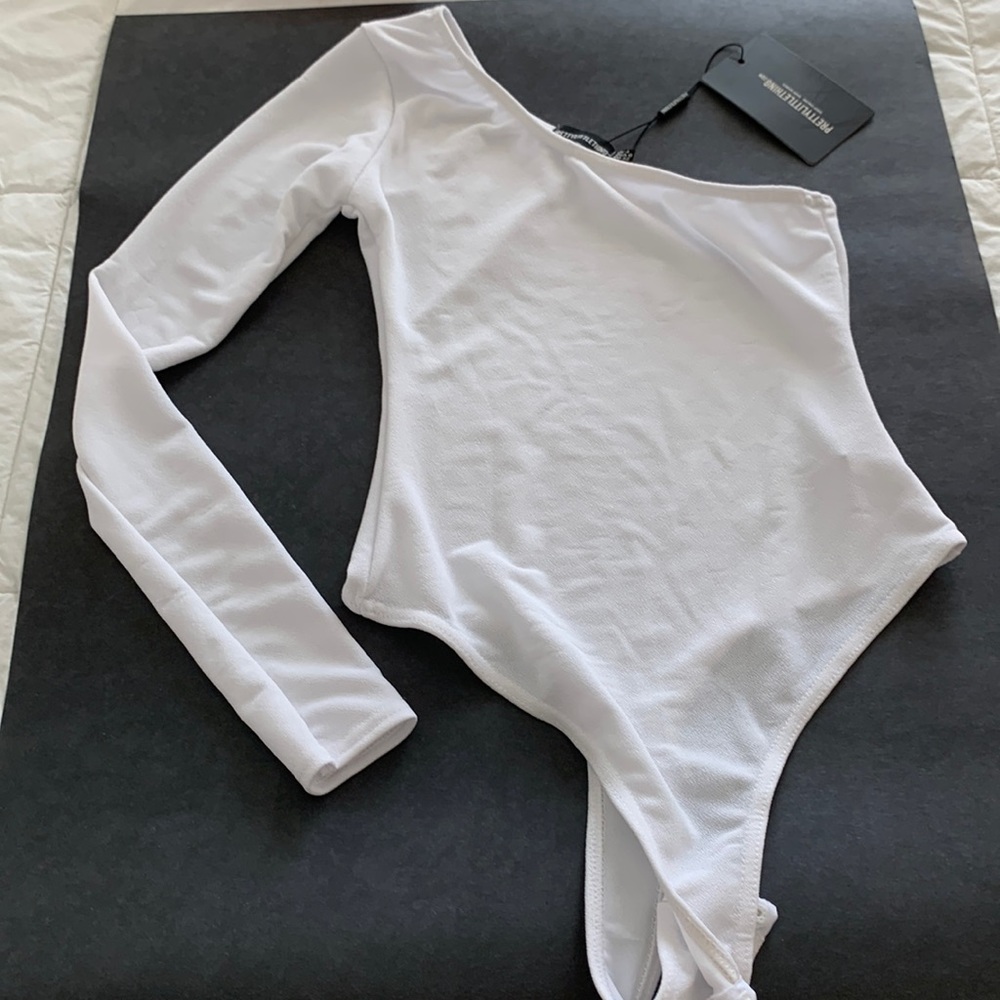 Pretty Little Thing Asymmetrical Long Sleeve Bodysuit